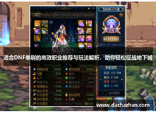 适合DNF单刷的高效职业推荐与玩法解析，助你轻松征战地下城